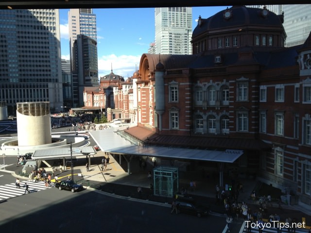 Tokyo Station was visible through a window. Tokyo Station is neighbor building of JP Tower.