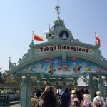 A decoration on a pedestrian overpass to Tokyo Disneyland. Visitors gradually get into high spirits.